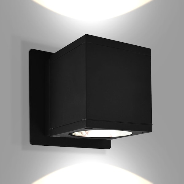 Luxrite Outdoor LED Cube Wall Light Modern Up Down Wall Sconce 3CCT 3000K-5000K 18W Aluminum IP65 ETL LR40343-1PK - main